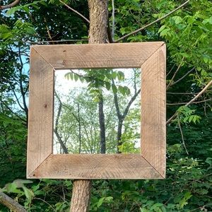 Rustic wood framed mirror